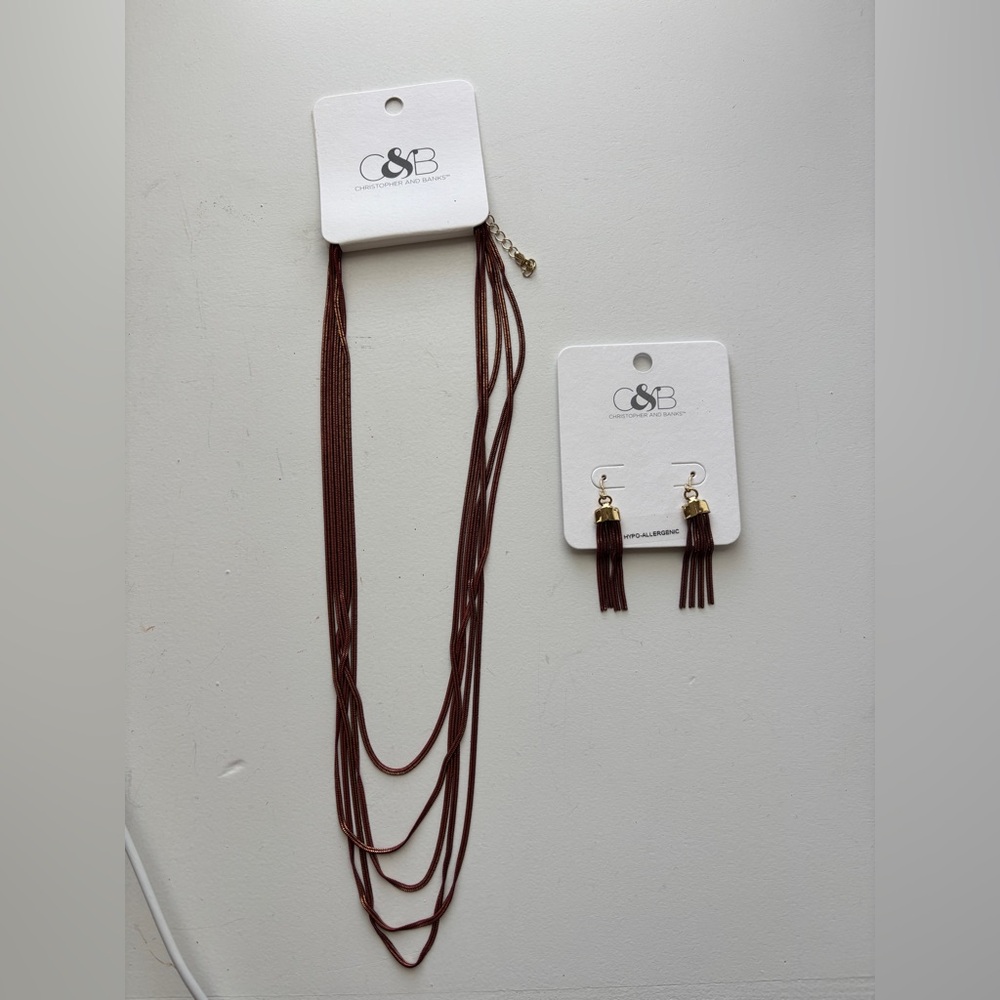 Christopher & Banks Copper Necklace and Earring Set